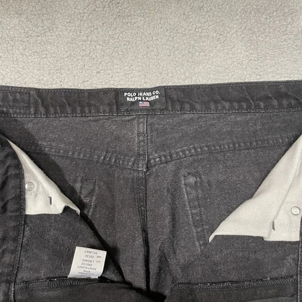 Vintage Polo Jeans Co Ralph Lauren Black Relaxed Wideleg Jeans 38x30 Fits 36x29